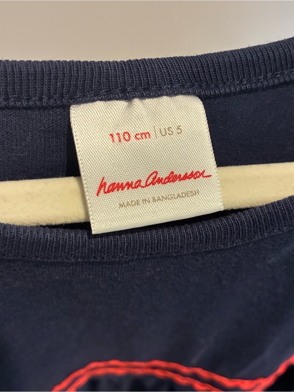 Hanna Andersson Navy Twirl Top with Red, Yellow & Light Blue Trim - Picture 2 of 2